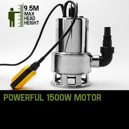 PROTEGE 1500W Submersible Dirty Water Pump Bore Tank Well Steel Automatic Clean 3