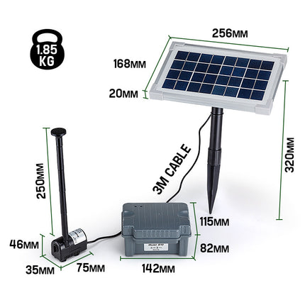 Protege 25W Solar Powered Fountain Submersible Water Pump with Battery Pond Kit Garden 5