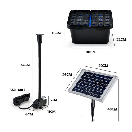 PROTEGE 10W Solar Powered Water Fountain Pump Pond Kit with Eco Filter Box 6