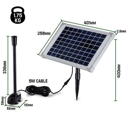 Protege 50W Solar Powered Fountain Submersible Water Pump Pond Kit Power Garden Panel 6