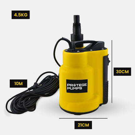PROTEGE Tight Access Clean/Grey Water Submersible Sump Pump, Integrated Float Switch 6