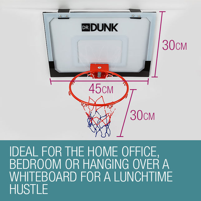 Dr.Dunk Indoor Mini Basketball Hoop Ring Backboard Kit Door Mounted Mount Kid Set 2
