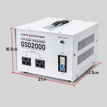 Genpower 2000W Step Down Transformer 240V-110V Stepdown Voltage Converter AU-US 6