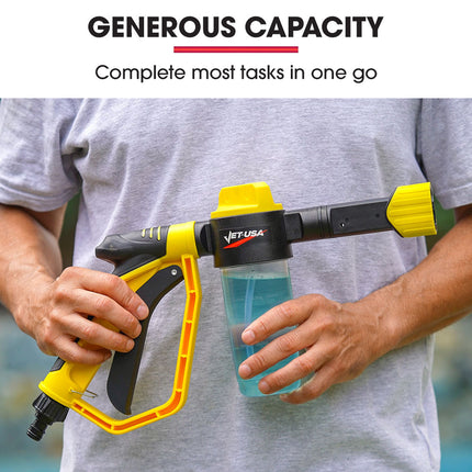 Jet-USA Foam Cannon Soap Applicator Gun For Garden Hose, Snow Foamer with Soap bottle, Quick Connect 8