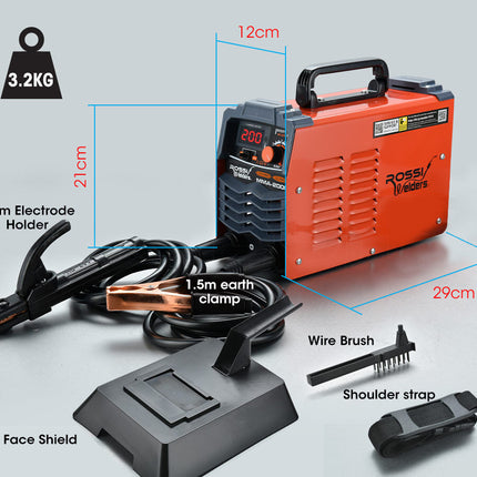 ROSSI 200 Amp Portable Inverter Arc Stick Welder, MMA DC Gas Inverter Welding Machine, 15A Plug 6