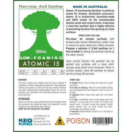 Atomic 15 - Low Foaming Sanitiser 500ml 2