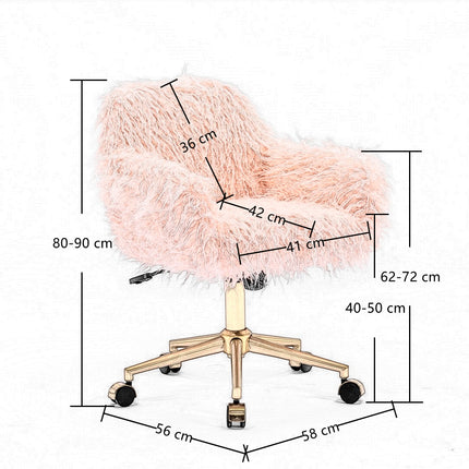 Fluffy Office Chair Faux Fur Modern Swivel Desk Chair for Women And Girls-Pink 5