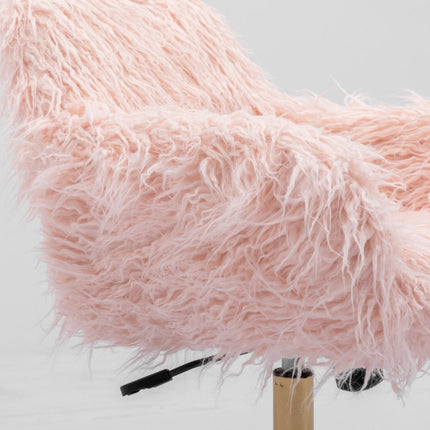 Fluffy Office Chair Faux Fur Modern Swivel Desk Chair for Women And Girls-Pink 6