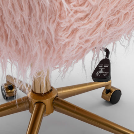 Fluffy Office Chair Faux Fur Modern Swivel Desk Chair for Women And Girls-Pink 10