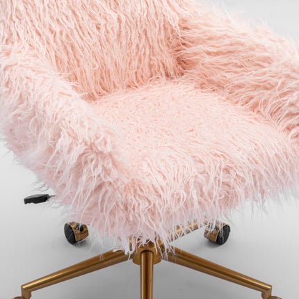 Fluffy Office Chair Faux Fur Modern Swivel Desk Chair for Women And Girls-Pink 11