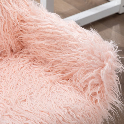 Fluffy Office Chair Faux Fur Modern Swivel Desk Chair for Women And Girls-Pink 14