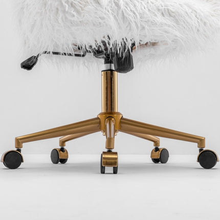 Fluffy Office Chair Faux Fur Modern Swivel Desk Chair for Women And Girls-White 7