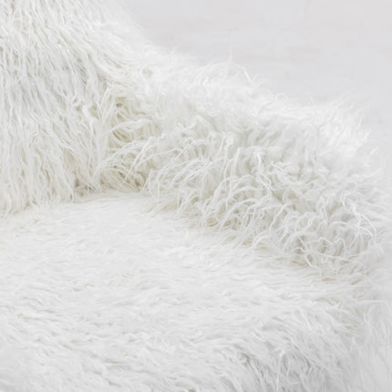Fluffy Office Chair Faux Fur Modern Swivel Desk Chair for Women And Girls-White 16