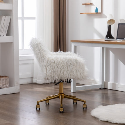 Fluffy Office Chair Faux Fur Modern Swivel Desk Chair for Women And Girls-White 13