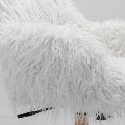 Fluffy Office Chair Faux Fur Modern Swivel Desk Chair for Women And Girls-White 9