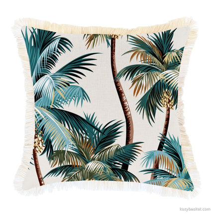 Cushion Cover-Coastal Fringe Natural-Palm Trees Natural-45cm x 45cm