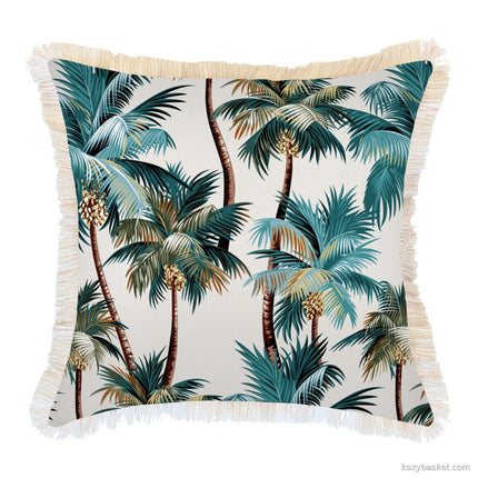 Cushion Cover-Coastal Fringe Natural-Palm Trees Natural-60cm x 60cm