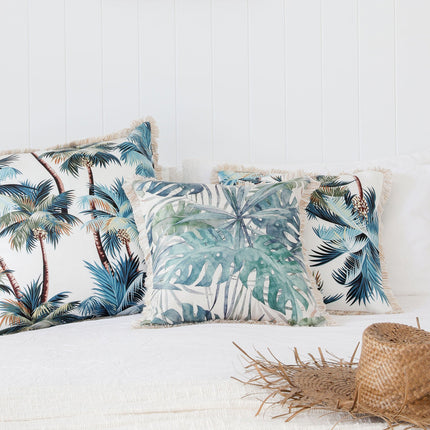 Cushion Cover-Coastal Fringe Natural-Palm Trees White-45cm x 45cm 3