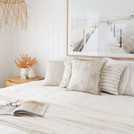 Cushion Cover-Coastal Fringe-Tall-Palms-Beige-60cm x 60cm 3