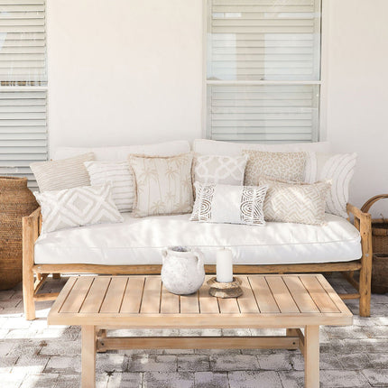Cushion Cover-Coastal Fringe-Tall-Palms-Beige-60cm x 60cm 2