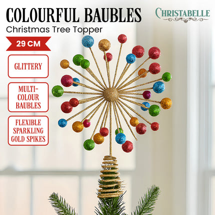 Christabelle Christmas Tree Topper Glittery Baubles Gold Decoration Ornaments 2