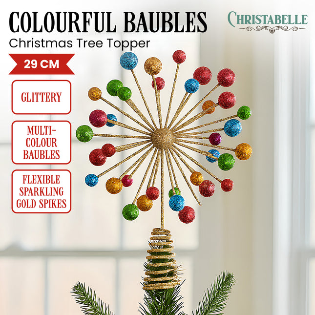 Christabelle Christmas Tree Topper Glittery Baubles Gold Decoration Ornaments 2