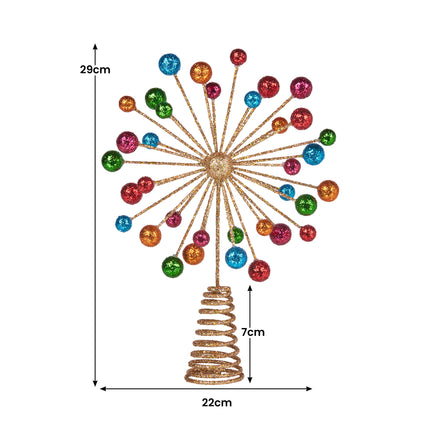 Christabelle Christmas Tree Topper Glittery Baubles Gold Decoration Ornaments 3