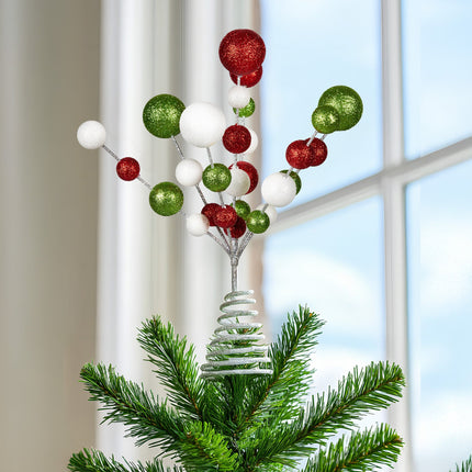 Christabelle Baubles Christmas Tree Topper Festive Glitter Finish Xmas Ornament 4