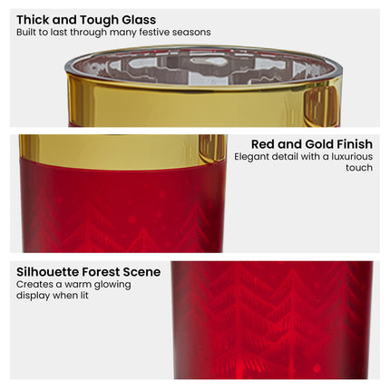 Christabelle Christmas Candle Jar Set Of 3 Red And Gold Holiday Candle Holders 5