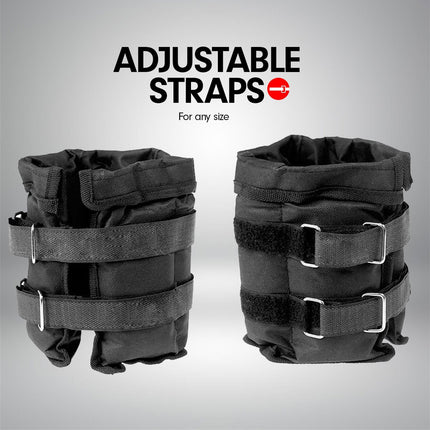 Powertrain Sports Pair 1kg Adjustable Ankle Weights Gym Equipment Wrist Fitness Yoga 4