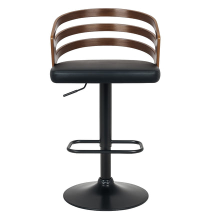 Sarantino Bentwood Walnut Barstool Leather Seat And Metal Base 2
