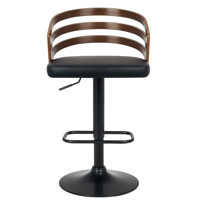 Sarantino Bentwood Walnut Barstool Leather Seat And Metal Base 2