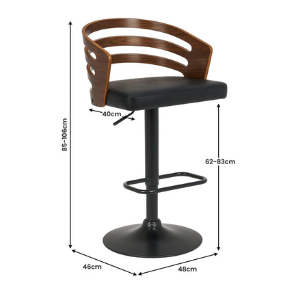 Sarantino Bentwood Walnut Barstool Leather Seat And Metal Base 3
