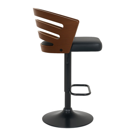 Sarantino Bentwood Walnut Barstool Leather Seat And Metal Base 4