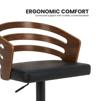 Sarantino Bentwood Walnut Barstool Leather Seat And Metal Base 5