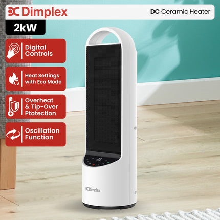Dimplex 2kW Personal DC Digital Ceramic Heater in Black and White 2