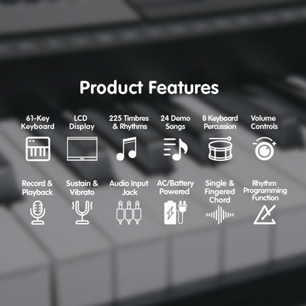 Karrera 61 Keys Electronic Keyboard Piano with Stand - Black 4