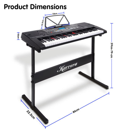 Karrera 61 Keys Electronic LED Keyboard Piano with Stand - Black 6