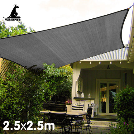 Wallaroo Outdoor Sun Shade Sail Canopy Grey Square 2.5 x 2.5M 6