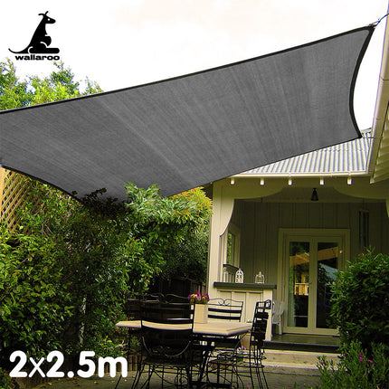 Wallaroo Outdoor Sun Shade Sail Canopy Grey Rectangle 2 x 2.5M 6