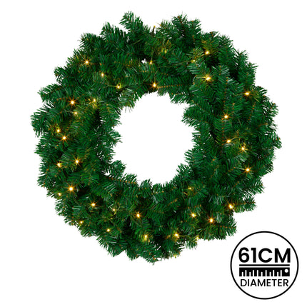 Christabelle 61cm Chadwick Christmas Wreath with LED Lights Front Door Decoration Ornament 5