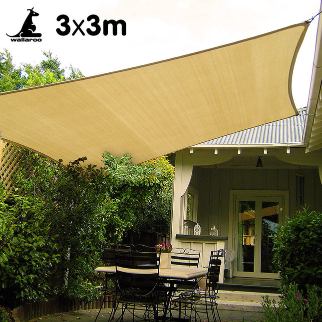 Wallaroo Square Shade Sail: 3m x 3m - Sand 2