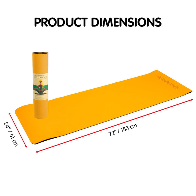 Powertrain TPE Yoga Exercise Mat Home Gym Pilates Fitness 8mm Thick in Orange 2