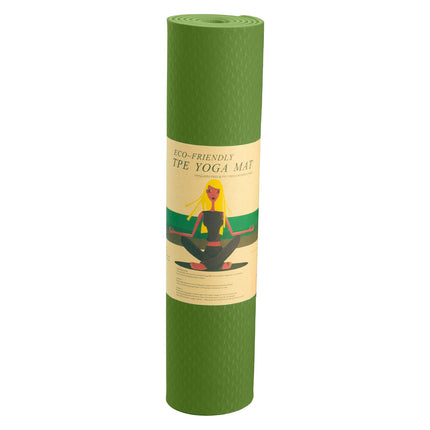 Powertrain Dual Layer 6mm Yoga Mat | Olive | Non-slip Surface And Carry Strap For Ultimate Comfort And Portability 6