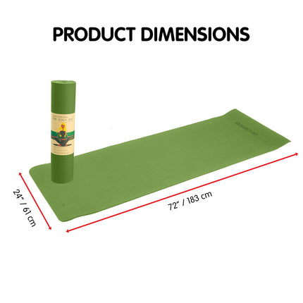 Powertrain Dual Layer 6mm Yoga Mat | Olive | Non-slip Surface And Carry Strap For Ultimate Comfort And Portability 7