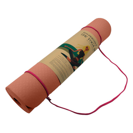 Powertrain Dual Layer 6mm Yoga Mat | Peach | Non-slip Surface And Carry Strap For Ultimate Comfort And Portability 5