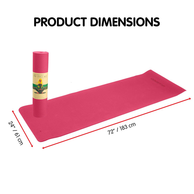 Powertrain Dual Layer 6mm Yoga Mat | Pink | Non-slip Surface And Carry Strap For Ultimate Comfort And Portability 2