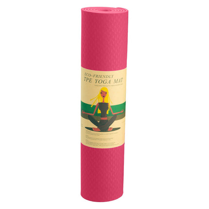 Powertrain Dual Layer 6mm Yoga Mat | Pink | Non-slip Surface And Carry Strap For Ultimate Comfort And Portability 6