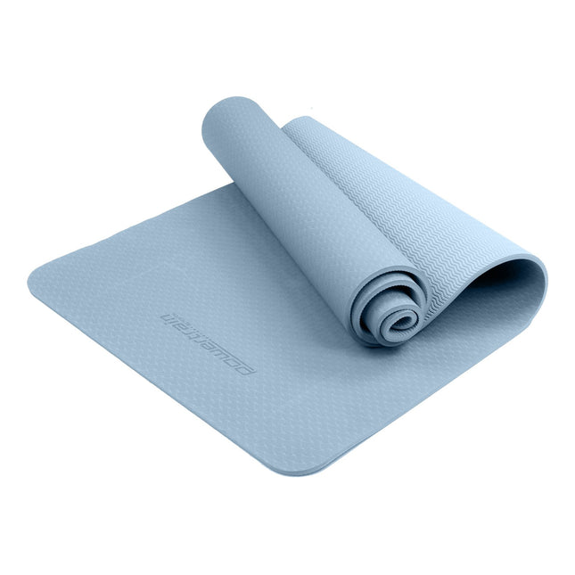 Powertrain Dual Layer 6mm Yoga Mat | Sky Blue | Non-slip Surface And Carry Strap For Ultimate Comfort And Portability 2