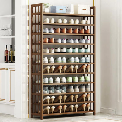10 Tier Tower Bamboo Wooden Shoe Rack Corner Shelf Stand Storage Organizer 2